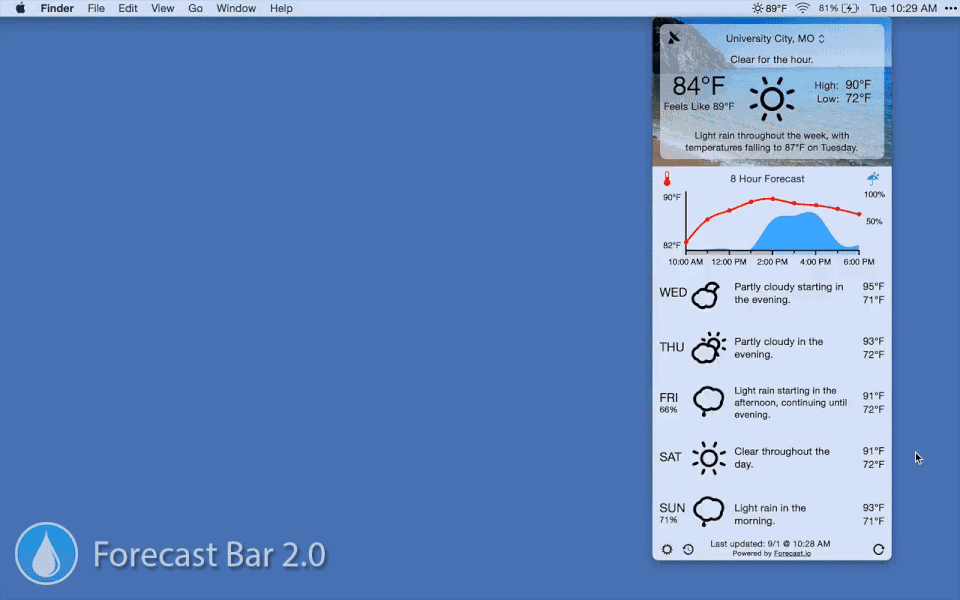 Resize the Forecast Bar Mac panel